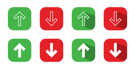 Up and down arrow icon set on square background