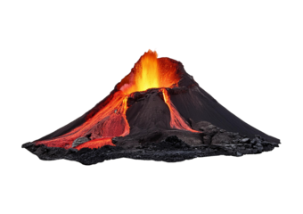 Lava volcano isolated on transparent or white background