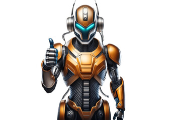 Naklejka premium robots giving thumbs up isolated on a transparent or white background