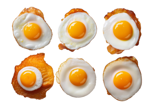 Collection of Fried egg, sunny side egg, illustration,isolated on transparent or white background - Powered by Adobe