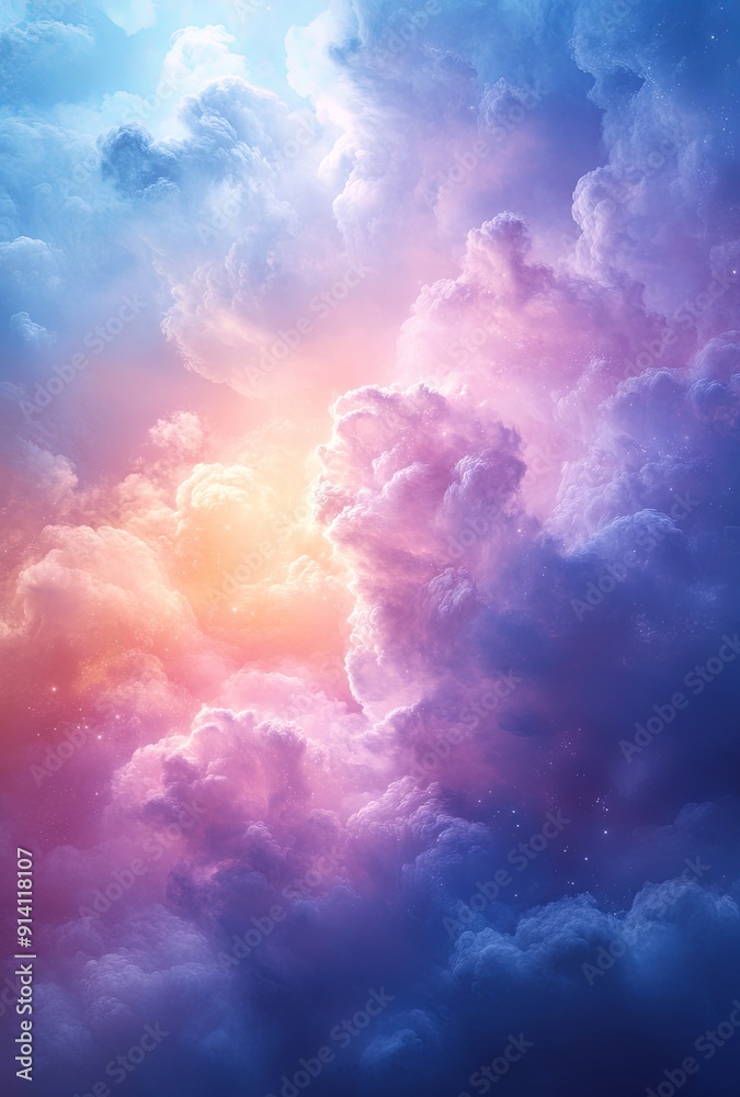 Poster a dreamy abstract background with soft clouds of color and gentle gradients, creating a whimsical an
