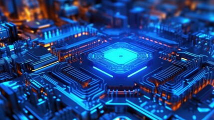 Obraz premium Close-up View of a Futuristic Motherboard