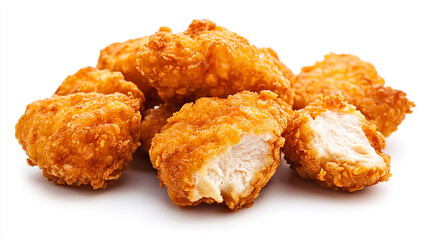 a delicious and tasty Fried chicken nuggets and on isolated white background