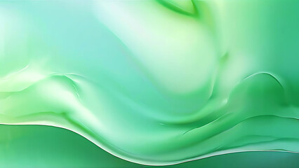 Green Abstract Background with Holographic Mesh Wavy Texture and Gradation Design.