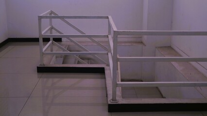 minimalist iron stair railing model in white color