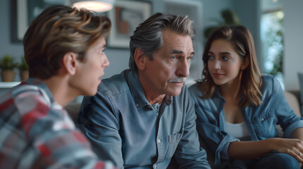 Obraz premium Family Members Listen to Each Other