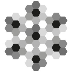 Hexagonal grid pattern. Black and gray hexagons. Geometric abstract. Vector illustration.