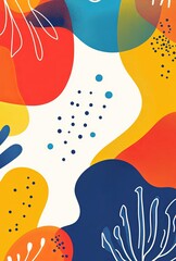 Fototapeta premium A playful abstract background with whimsical shapes and bright, cheerful colors, perfect for a fun and lively design