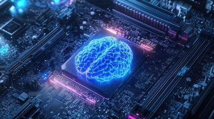Obraz premium A high-tech motherboard with a brain-like structure, supporting 12th Core processors. Ideal for high-performance gaming
