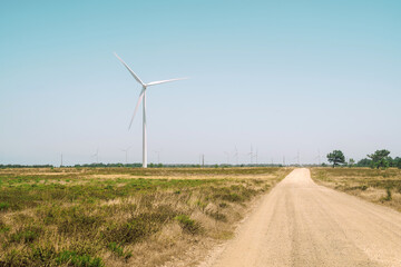 Wind Farm with Wind Turbines in a Rural Landscape