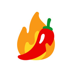Hot pepper icon. Chili peper icon. Burning hot pepper illustration. Spicy food symbol. Hot food sign.