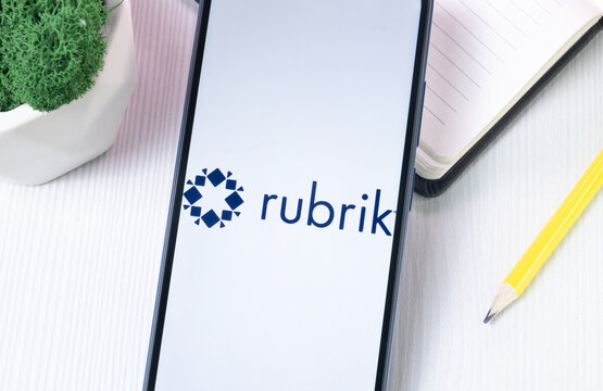 New York, USA - 1 August 2024: Rubrik Logo on Phone Screen, Icon on Display