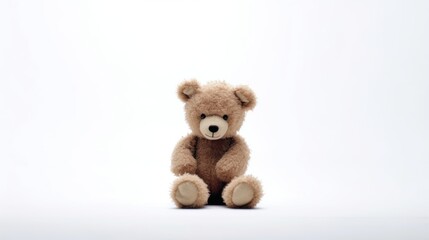 Sitting Teddy Bear on White Background