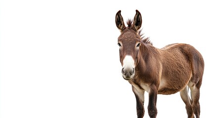 Fototapeta premium Isolated donkey with ample room for text, perfect for agricultural and working animal themes.