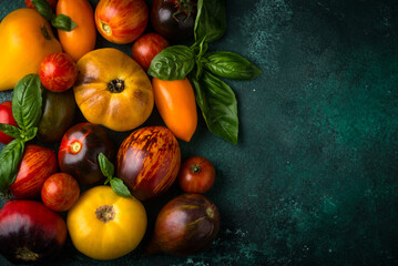 Assortment of different color tomatoes