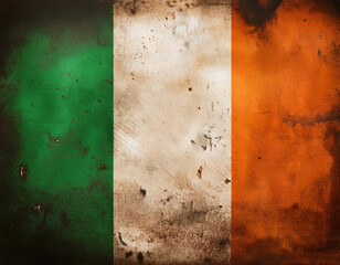 Vintage Grunge-Looking Irish Flag Background, Texture, or Overlay