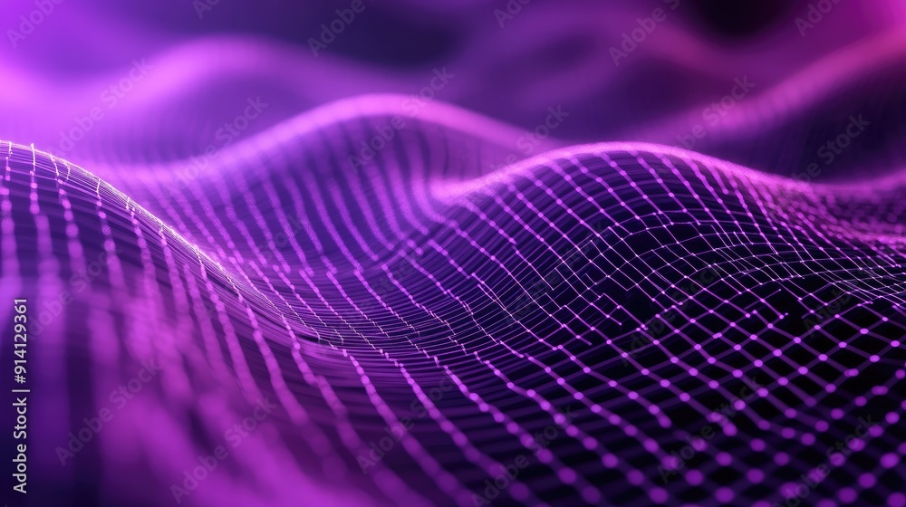 Poster modern 3d purple background with grid-like patterns and subtle light effects.