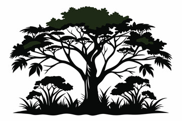 Jungle tree isolated silhouette vector S.eps