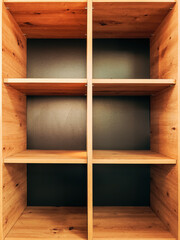 Empty bookshelf as mockup copy space