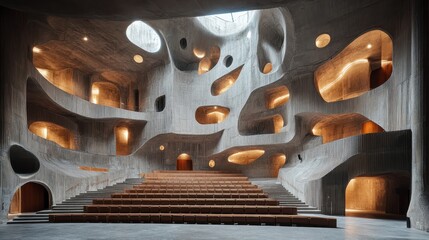 Modern Concrete Auditorium Interior Architecture