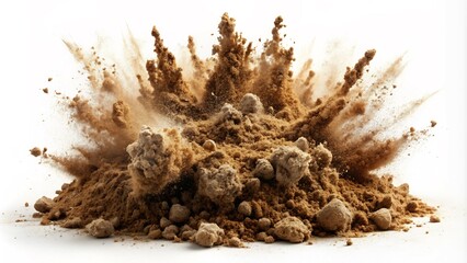 This captivating scene features a mesmerizing dust cloud exploding on a pristine white canvas. The abstract design adds a touch of artistic flair and evokes a sense of movement and power.