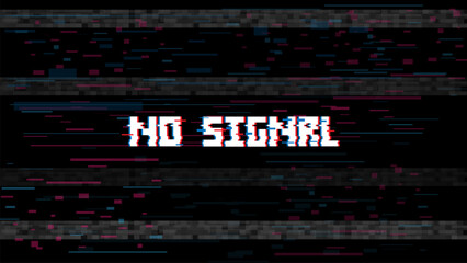 Fototapeta premium No signal glitch on dark background. 