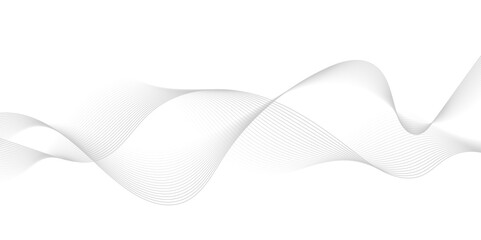 Gray  wave curve lines abstract background with flowing particles. Digital energy waves technology concept. Modern backdrop design for business, presentation, banner.