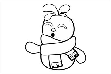 Design a coloring image with a Christmas snowman theme