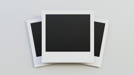 Blank photo frames on a white background. Empty white photo frame. Realistic horizontal photo card frame mock up template. Polaroid frame template on a white background.