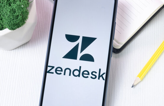 New York, USA - 1 August 2024: Zendesk Logo on Phone Screen, Icon on Display