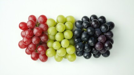 A collection of different colored grapes--green, red, and black