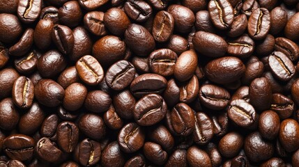 Obraz premium A dense cluster of coffee beans with a smooth, neutral background for text. Rich and aromatic.