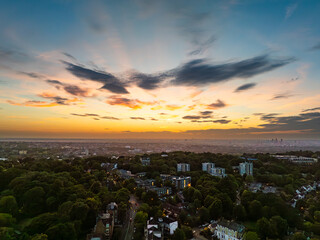 Sunset over Crystal Palace, London.