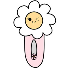 Retro groovy pastel daisy cutter clipart Trendy cartoon doodle drawing back to school supplies art illustration