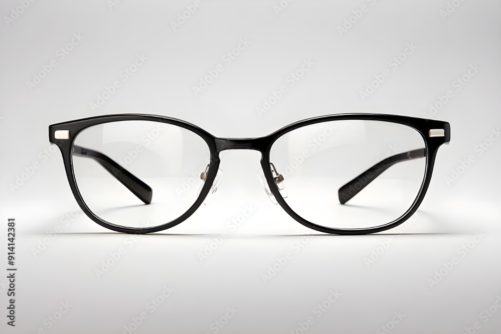 Wall mural black glasses frame on white background