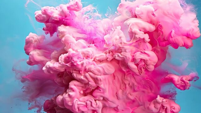 Abstract pink ink explosion in water, vibrant colors, dynamic shapes. Creativity and art concept