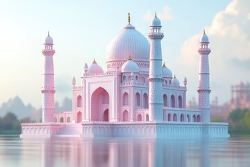 Naklejka premium The Taj Mahal reflected in a still lake