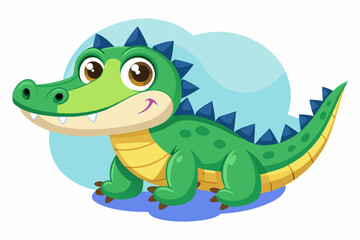 Fototapeta premium Cartoon Crocodile with Spikes on its Back
