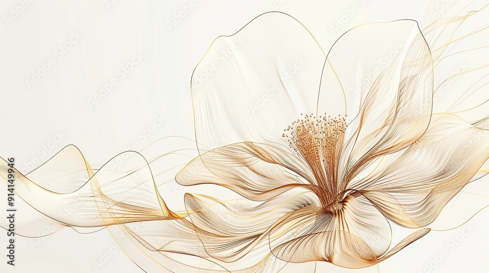 Wall mural Delicate abstract flower design featuring soft lines and subtle hues, perfect for modern decor and artistic endeavors.