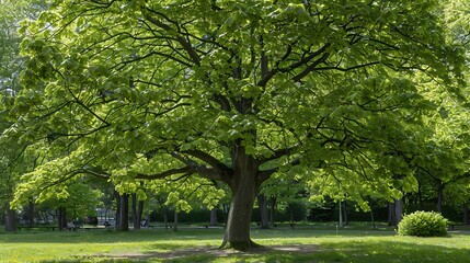 Naklejka premium Majestic Tree in a Green Meadow