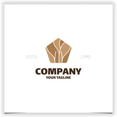 Abstract tree branch in pentagon logo design vector template