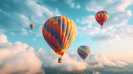 Hot Air Balloons Soaring Through the Clouds