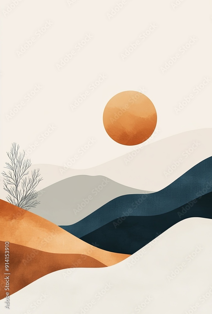 Poster a minimalist abstract background with simple shapes and a monochromatic color scheme, emphasizing el