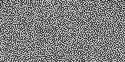 Turing reaction diffusion monochrome seamless pattern with chaotic motion .Linear design with biological shapes. Organic lines in memphis. abstract turing organic wallpaper background .	