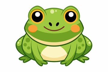 A Cartoon Illustration of a Green Frog with Big Eyes