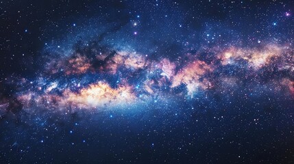Fototapeta premium A stunning view of a galaxy filled with vibrant colors and stars, showcasing the beauty of the universe in all its glory.