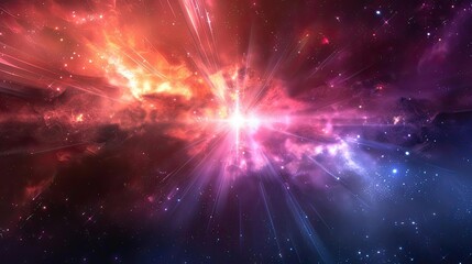 Fototapeta premium Vibrant cosmic explosion showcasing brilliant colors of the universe, with stars and nebulae creating a stunning galactic backdrop.