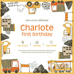 Children's frame for a photo, a template for an invitation with a cars