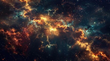 Fototapeta premium A mesmerizing cosmic scene featuring vibrant colors and swirling clouds of gas, representing the beauty of the universe.