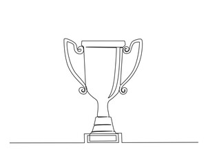 Simple continuous one line drawing of trophy - success symbol. Trophy cup in simple outline illustration. Editable line vector
